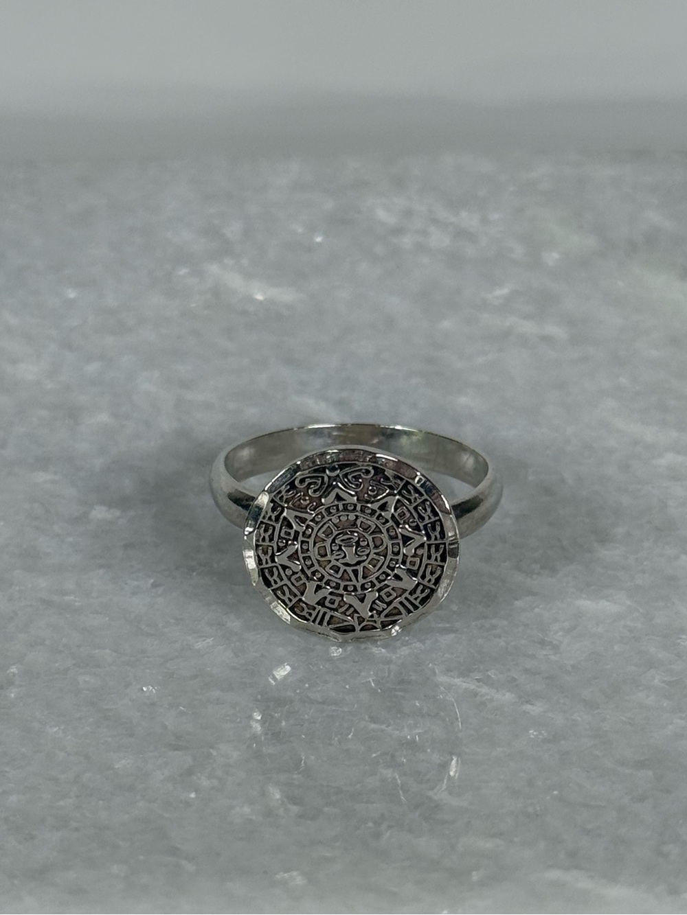 Sterling Silver Aztec Medallion Ring